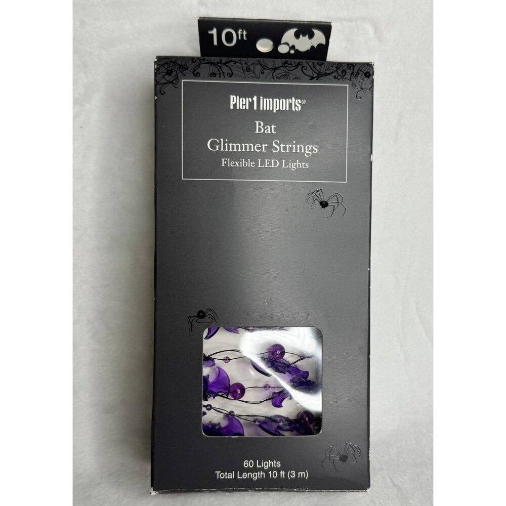 Pier 1 Imports Bat Glimmer Strings Flexible LED Lights 10ft 60 Lights Halloween